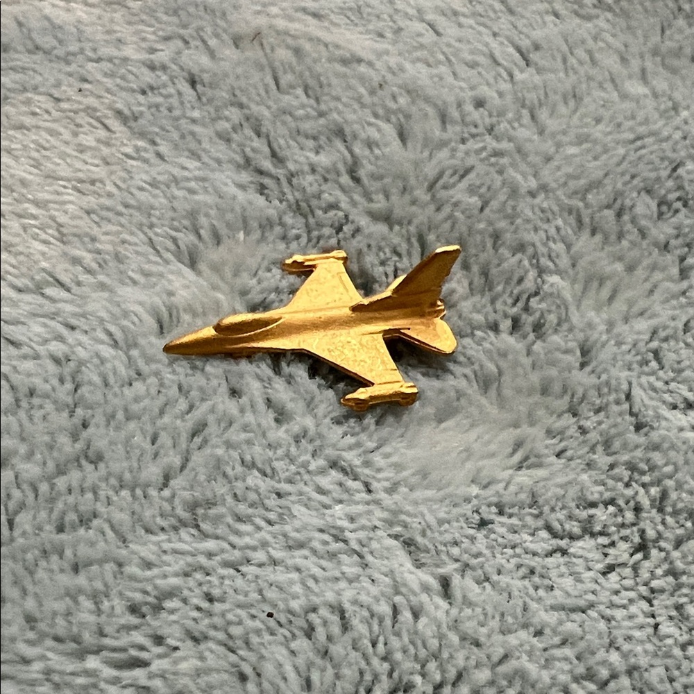Gold Airplane Brooch